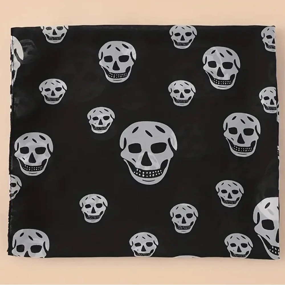SHEER SKULLS ☠️ | Black & White Skull Print | Scarf (Brand New!) 💕✨ - Picture 5 of 12